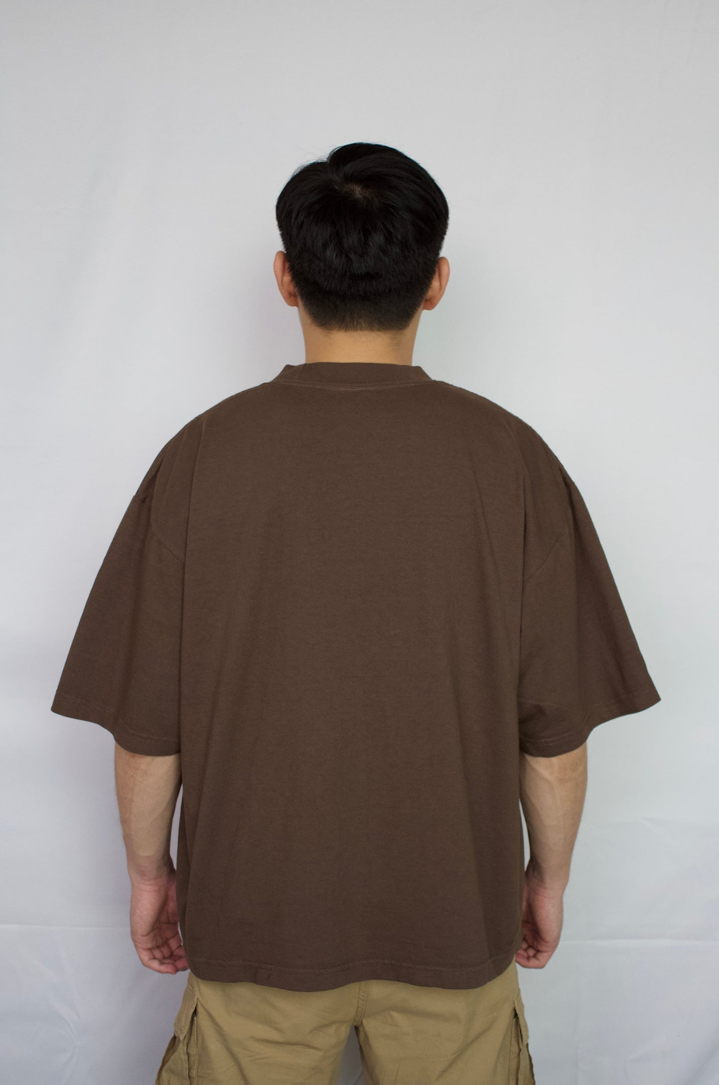 EMBROIDERED LOGO OVERSIZED T-SHIRT - VINTAGE MOCHA