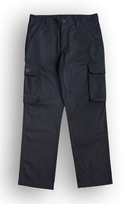 EMBROIDERED LOGO CARGO PANTS - BLACK