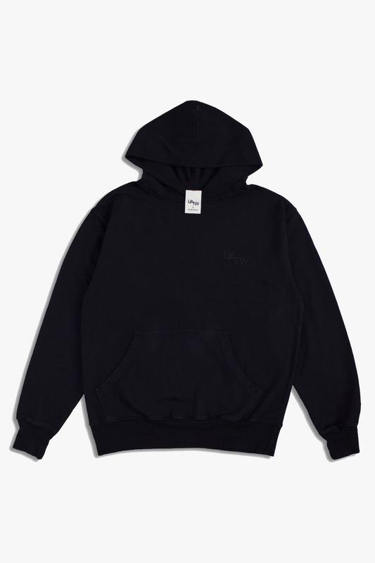 EMBROIDERED LOGO OVERSIZED FLEECE HOODIE -  VINTAGE BLACK