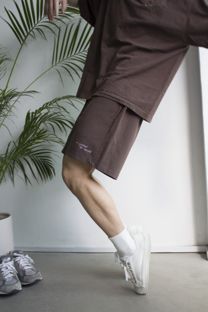 LOGO TERRY SHORTS -  VINTAGE MOCHA