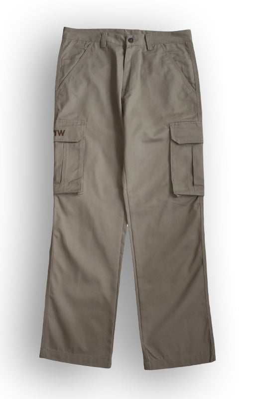 EMBROIDERED LOGO CARGO PANTS - KHAKI