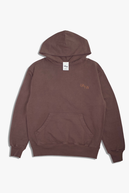 EMBROIDERED LOGO OVERSIZED FLEECE HOODIE -  VINTAGE MOCHA