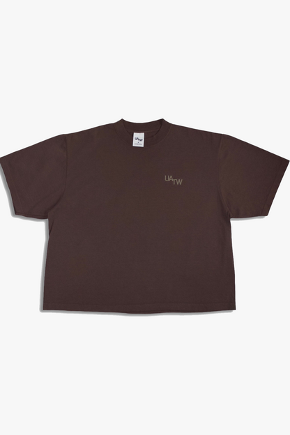 EMBROIDERED LOGO OVERSIZED T-SHIRT -  VINTAGE MOCHA