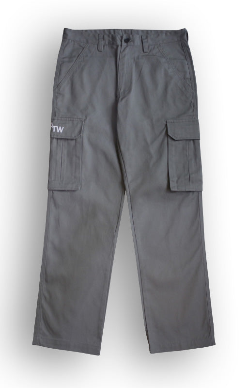 EMBROIDERED LOGO CARGO PANTS - GREY