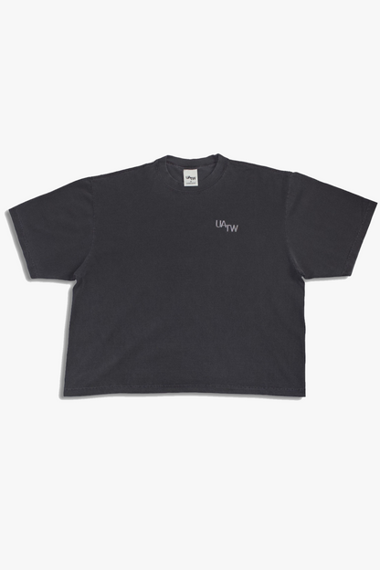 EMBROIDERED LOGO OVERSIZED T-SHIRT -  VINTAGE GREY