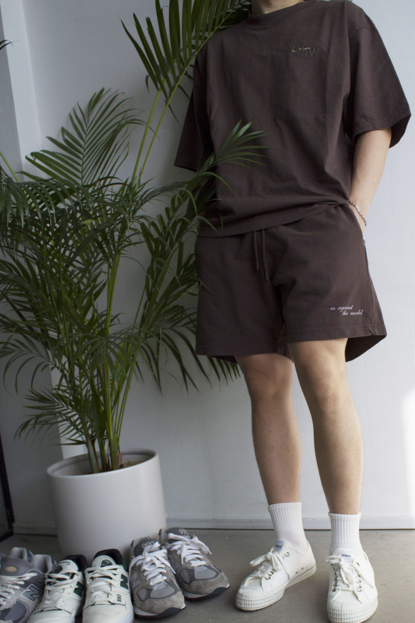 LOGO TERRY SHORTS -  VINTAGE MOCHA