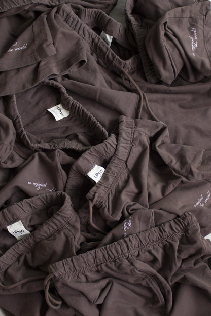 LOGO TERRY SHORTS -  VINTAGE MOCHA