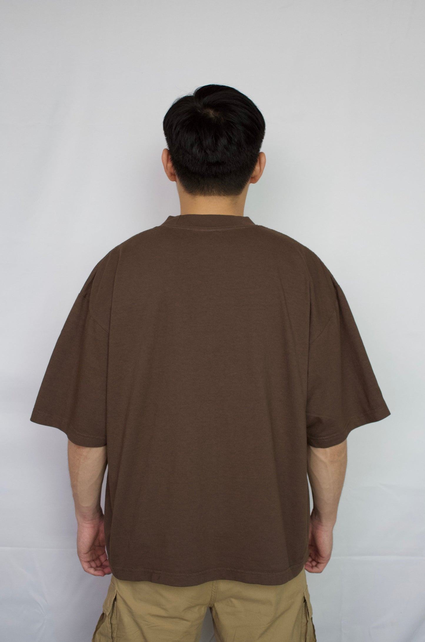 EMBROIDERED LOGO OVERSIZED T-SHIRT -  VINTAGE MOCHA