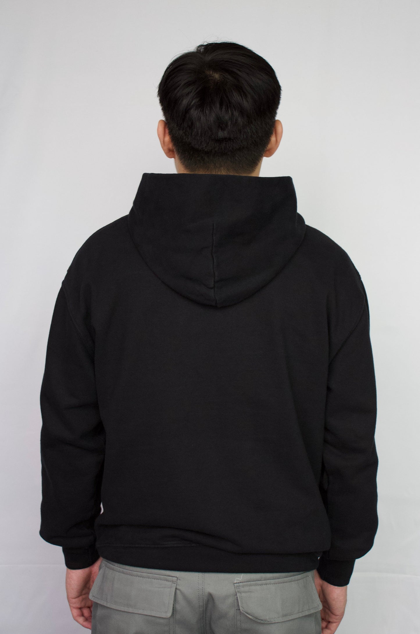 EMBROIDERED LOGO OVERSIZED FLEECE HOODIE -  VINTAGE BLACK