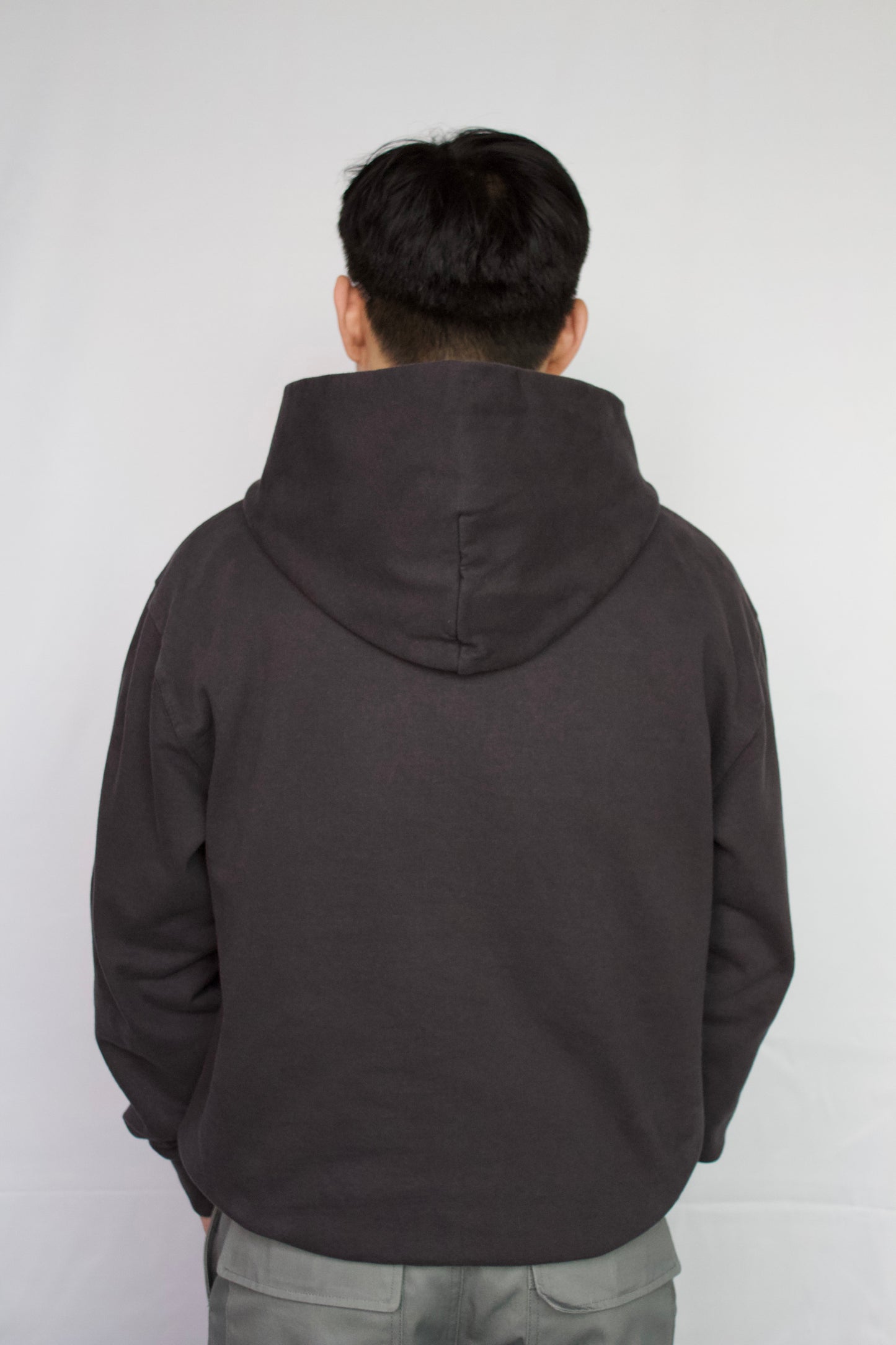 EMBROIDERED LOGO OVERSIZED FLEECE HOODIE -  VINTAGE GREY